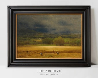 Wheat Field Landscape Digital Art Print Set | Vintage Moody Oil Painting | Antique Country Farmhouse Decor | PRINTABLE Wall Art