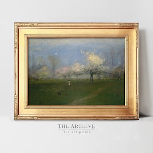 Cherry Blossom Grove Landscape | Digital Art Print Set | Vintage Oil Painting | Antique Country Farmhouse Decor | PRINTABLE Wall Art
