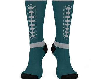 Philadelphia Football Philly Fly Eagles Fly Green Silver Unisex One Size Crew Socks