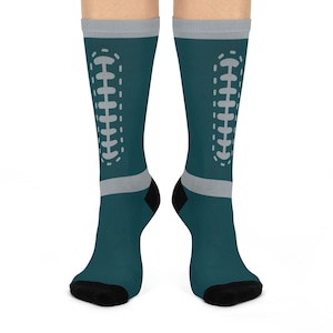 Philadelphia Football Philly Fly Eagles Fly Green Silver Unisex One Size Crew Socks