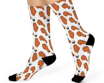 Chicken Wings and Blue Cheese Funny Buffalo Wings DTG Crew Socks