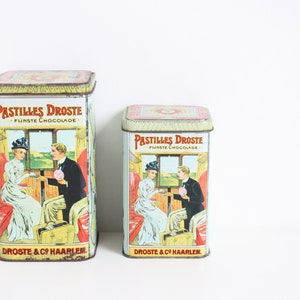 Two vintage Dutch Droste tins from the seventies