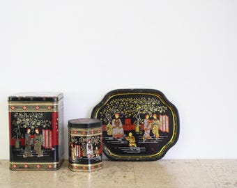 Vintage Asian tea tins from the eighties made in the UK