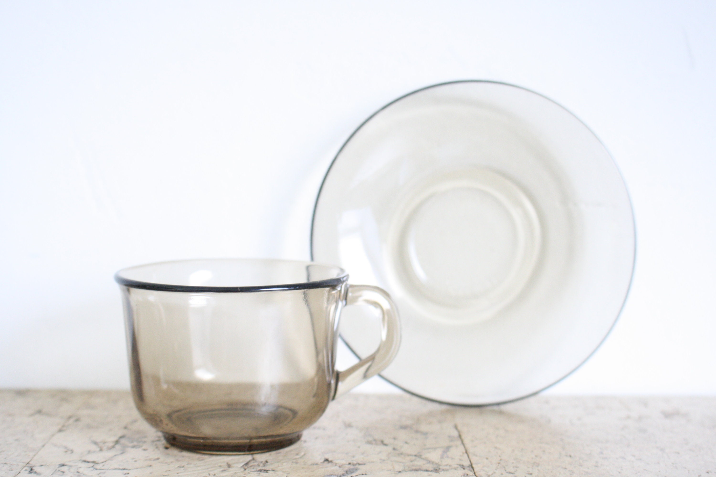 Six Vintage Arcoroc Coffee Cups and Saucers Etsy