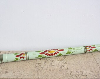 Vintage green handpainted knitting needles case from the seventies