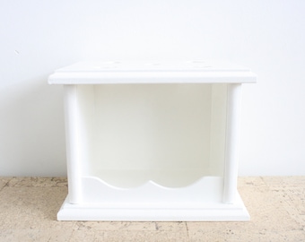 Vintage white wooden foot stove / plant table / foot stool