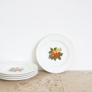 Five vintage Enoch Wedgwood Tunstall English Harvest cake plates from the sixties