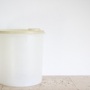 Two vintage extra large Tupperware storage containers with lids from the seventies