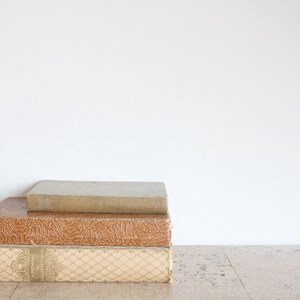 Three vintage Dutch textured hardcover books, decorative pieces