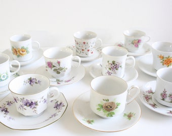 10 Vintage teacups for a high tea or wedding / bridal shower