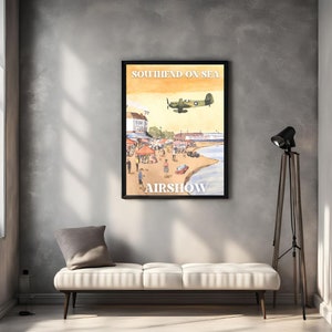 Southend On Sea - Flugschau Druck - Kunstliebhaber Geschenk - Retro Southend Druck - Seaside Druck - Airshow Kunst - Flugzeug Kunst