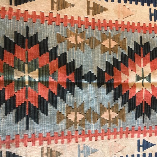 4 x 5 ft Anatolian Handmade Kilim. Wool Kilim. Living Room Kilim. Turkish Kilim. Authentic Kilim. Blue Kilim./ shops A0024
