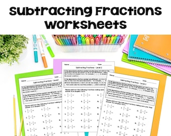 Subtracting Fractions Worksheets – Differentiated
