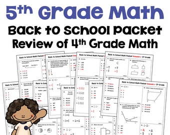 5th Grade Math Back to School Packet - Rückblick auf 4th Grade Math