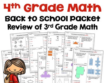 4th Grade Math: Back to School 3rd Grade Review (Printable)
