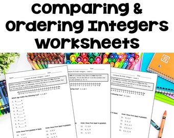 Hojas de trabajo para comparar y ordenar números enteros: diferenciados