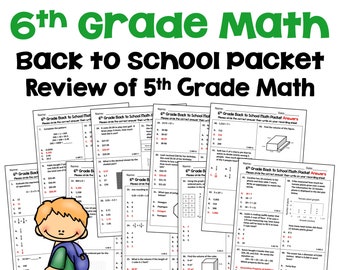 Back to School Math Activities for 6th Grade Math - Review of 5th Grade Math