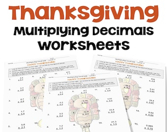 Thanksgiving Math Multiplying Decimals Worksheets – Differentiated