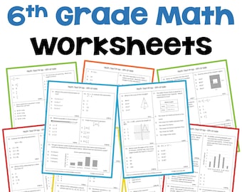 Hojas de trabajo de repaso de matemáticas de sexto grado: preparación para exámenes (imprimibles)