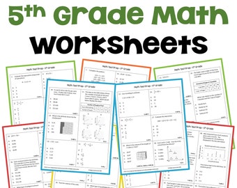 5th Grade Math Review Worksheets | Spiral Review | Test Prep | End of Year | Beginning of Year | No Prep Printable Activities + Answer Keys