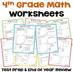 4th Grade Math Review Worksheets: Test Prep & Common Core