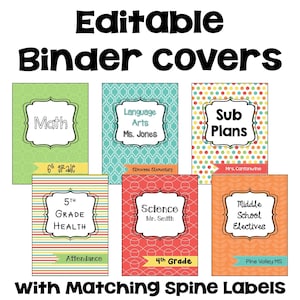 Editable Binder Covers in Pastel Colors