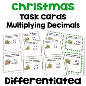 Christmas Math Task Cards for Multiplying Decimals – Differentiated