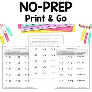 Stack Multiplying Worksheets Multiplying Decimals Worksheets - Differentiated - Etsy