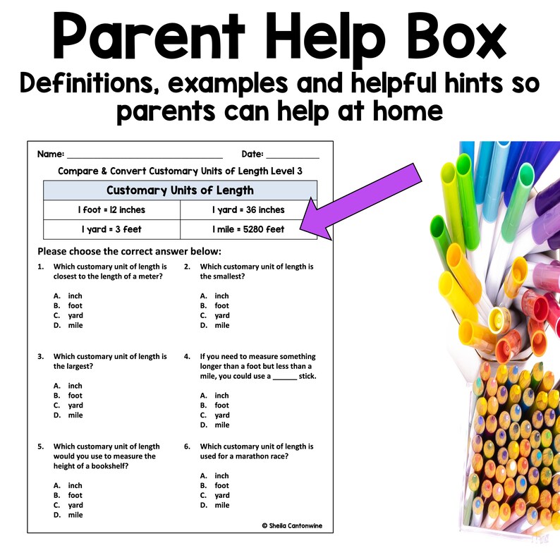Compare and Convert Customary Units of Length - Differentiated ...