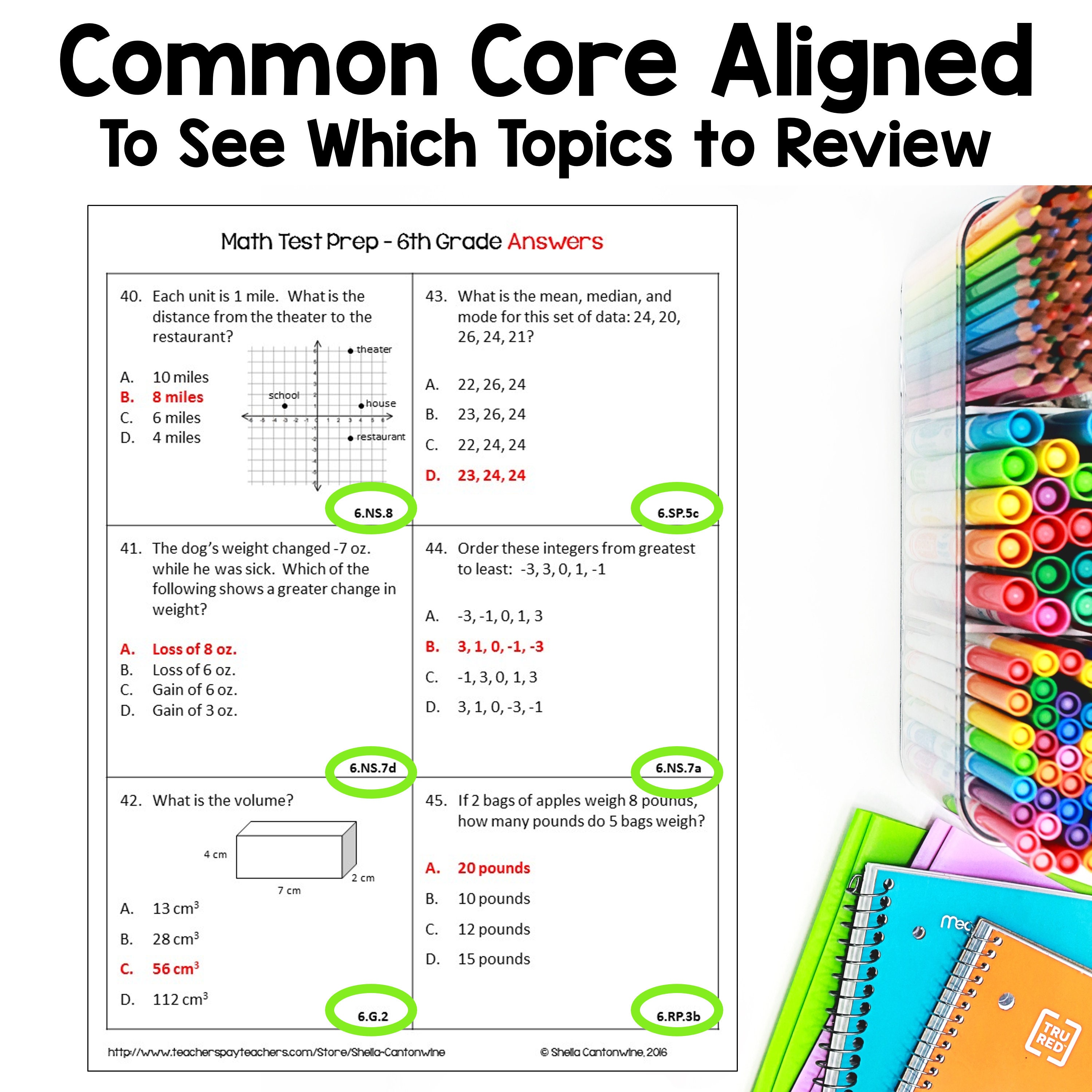 6th Grade Math Review and Test Prep Worksheets - Etsy