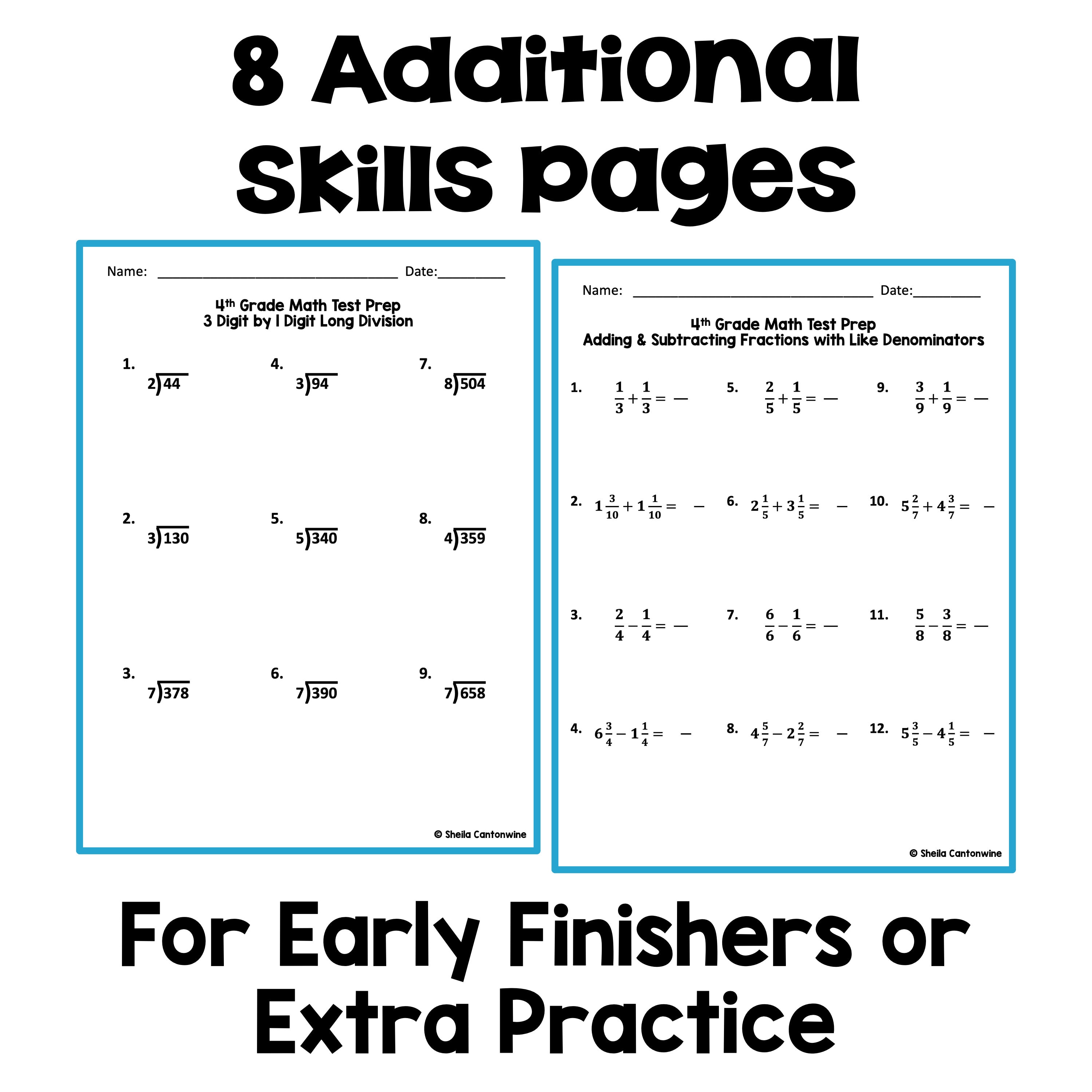 4th Grade Math Review and Test Prep Worksheets - Etsy