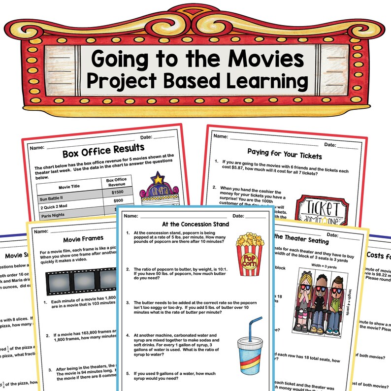 Going to the Movies - Project Based Learning (PBL) With Math - Etsy