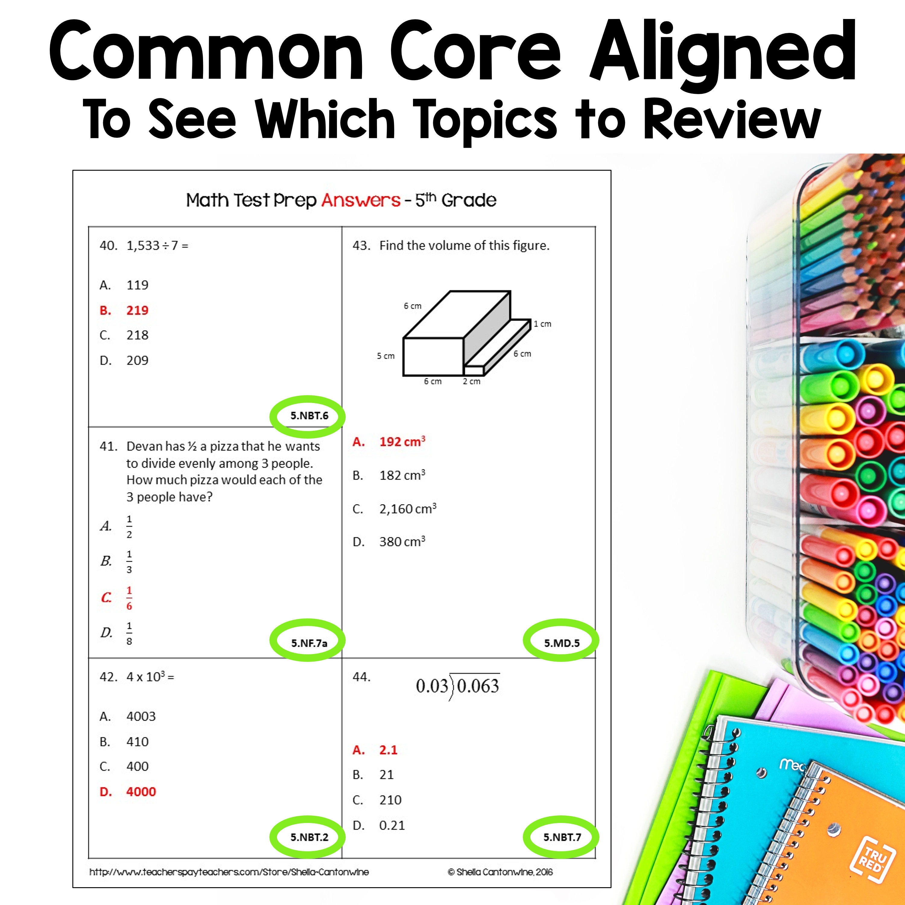 5th Grade Math Review Worksheets: Test Prep (PDF) - Etsy