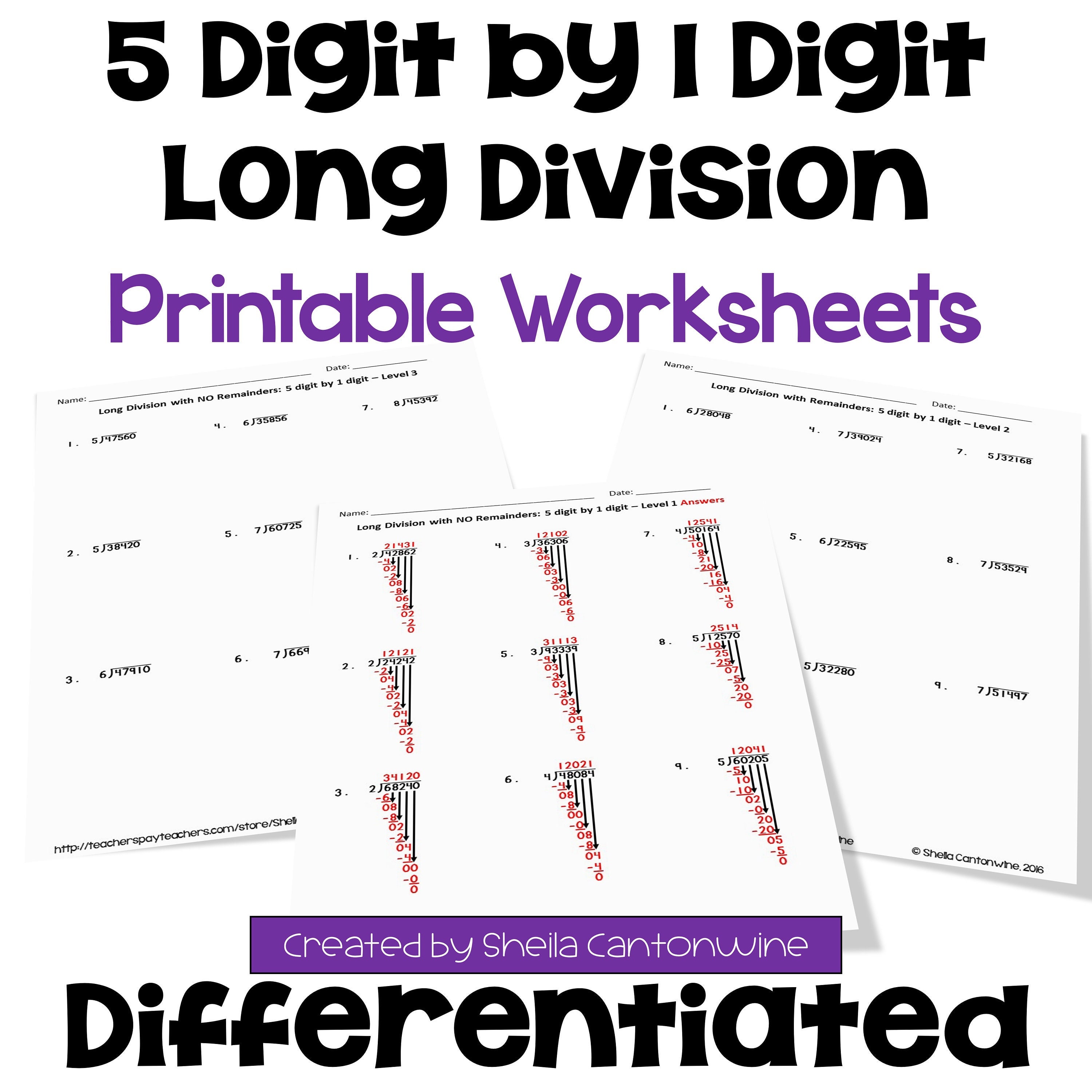 Long Division Worksheets With Answer Key