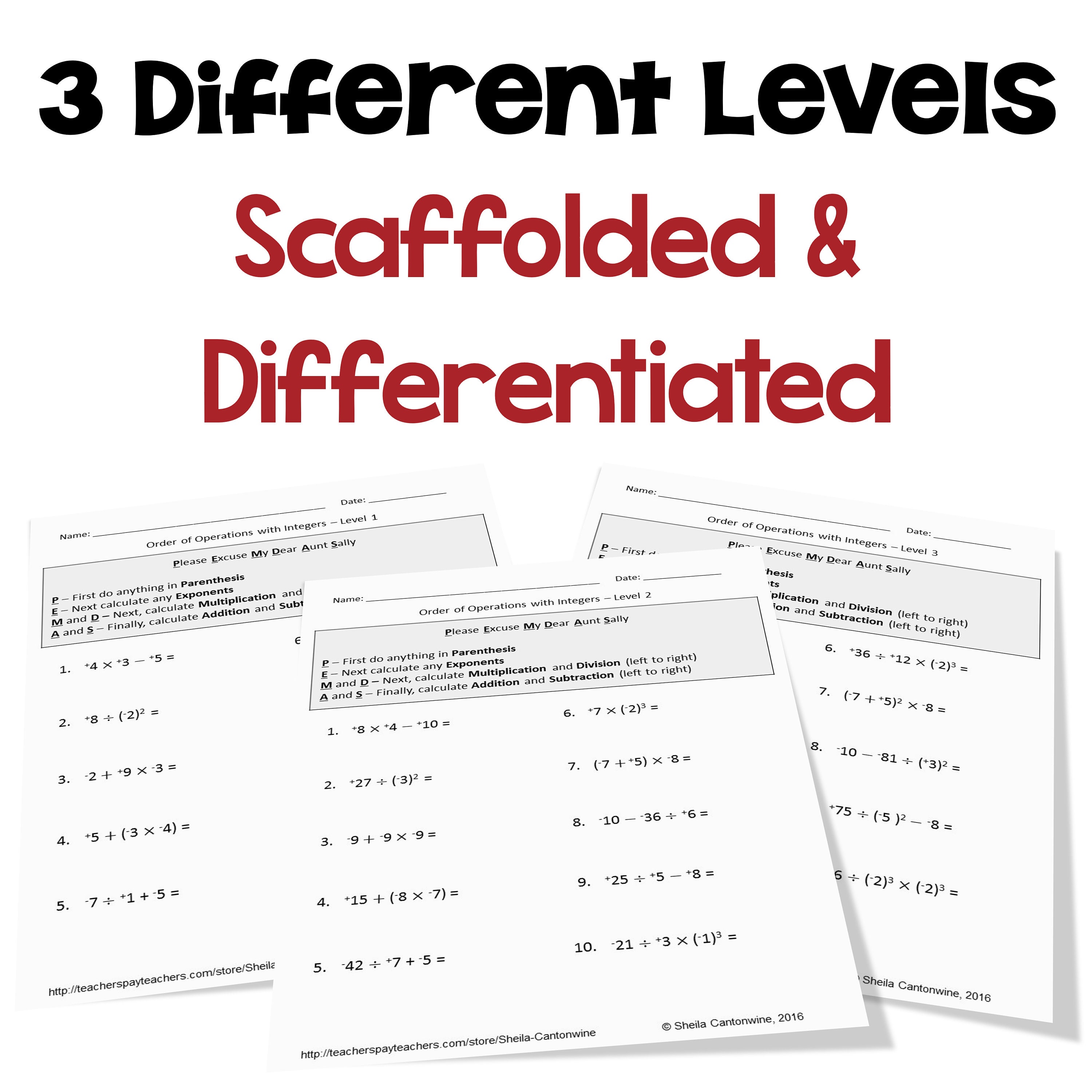 Order Of Operations With Integers Worksheets