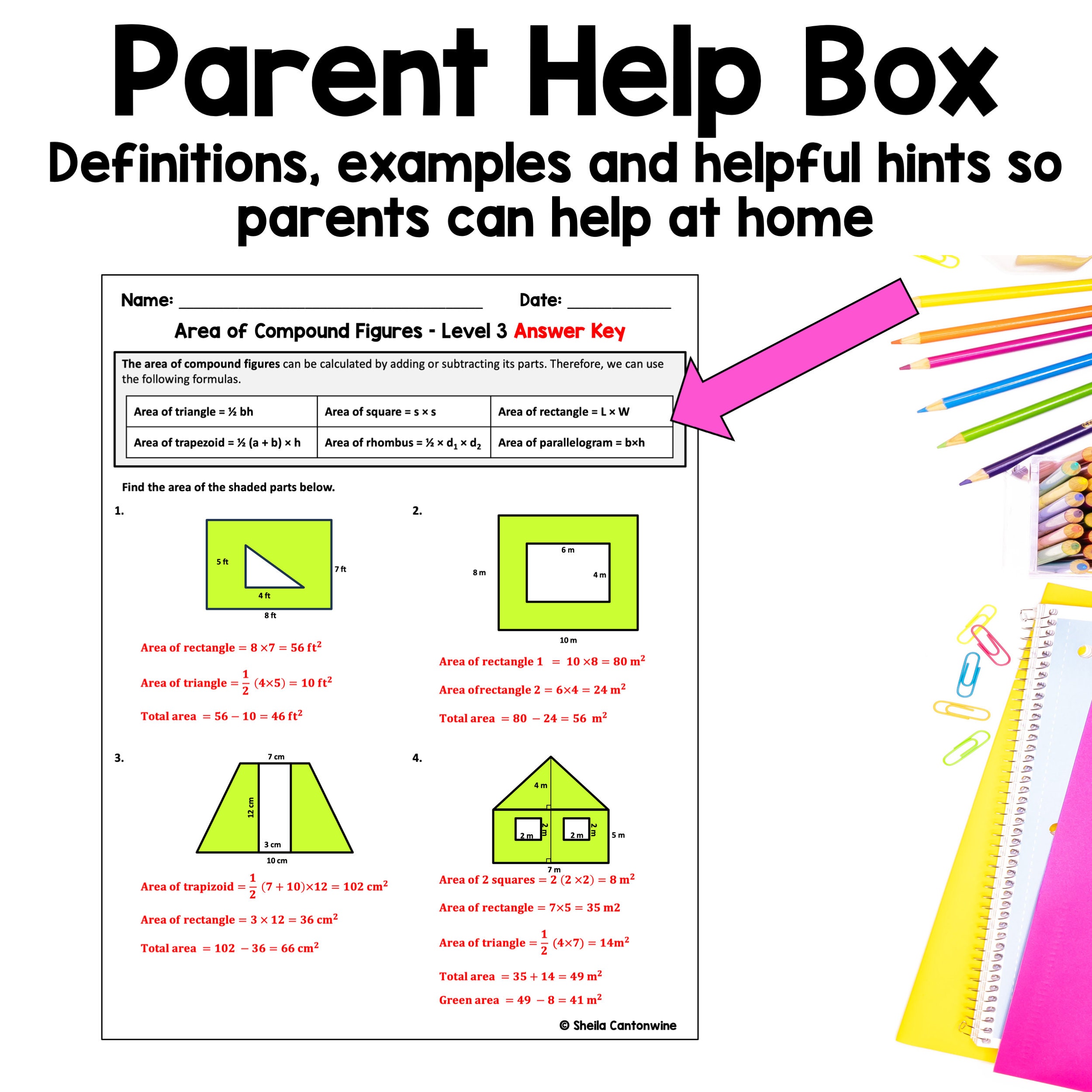 Area of a Compound Figure Worksheets - Differentiated - Etsy