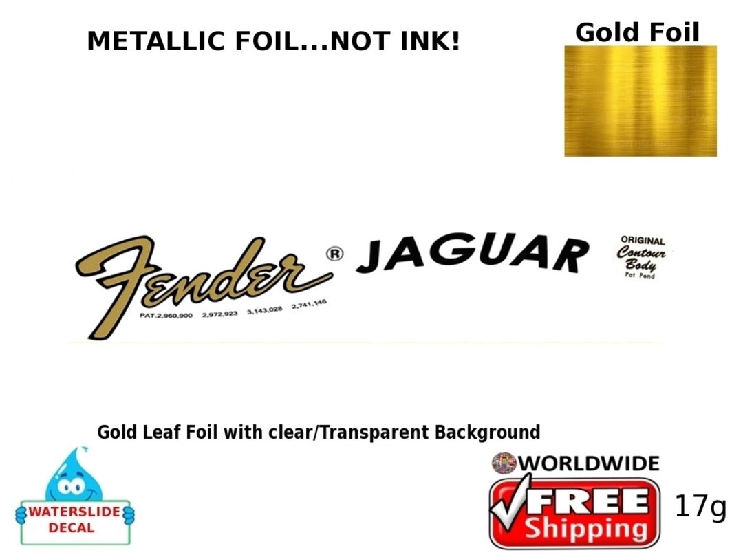 Fender Jaguar Guitar Decal Headstock Restoration Waterslide Decal Logo
