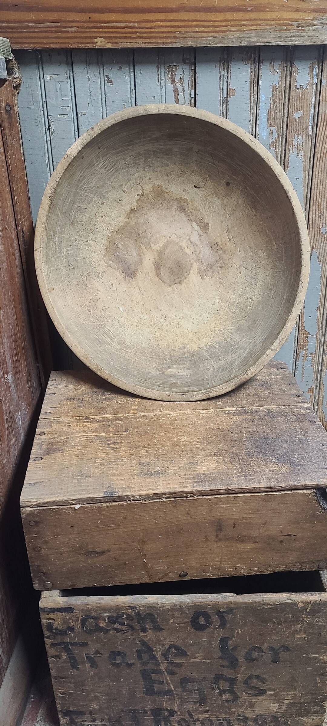 Antique Wooden Dough Bowl. Large Oval Wooden Bowl Etsy