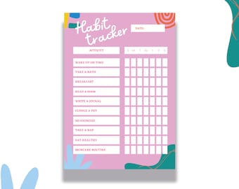 Wöchentlicher Habit Tracker Querformat, Habit Tracker Vorlage, Routine Tracker, 30 Tage Habit Challenge, A4/Letter, Instant Download