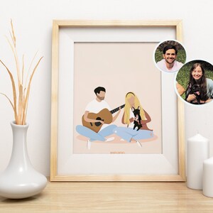 Family with pet portrait/Custom Family Portrait with pets/ Custom Family Illustration/ Family and Pet Portrait/ Couple Portrait with pet image 6