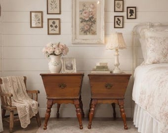 VINTAGE Colonial Dough Box flip-top end tables.*Shipping additional