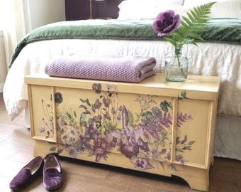 Vintage Cedar Chest: painted cottage style hope chest SHIPPING IS ADDITIONAL
