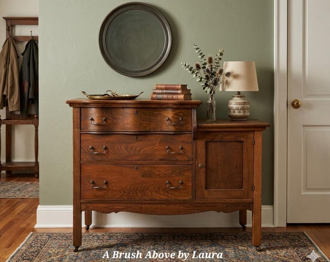 Antique Solid Oak Wash Stand, Dresser, Buffet Late 19th Century ...