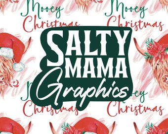 Mooey Christmas | Seamless File | Seamless Pattern | Christmas Highland Cow | Fabric Pattern | Wallpaper File