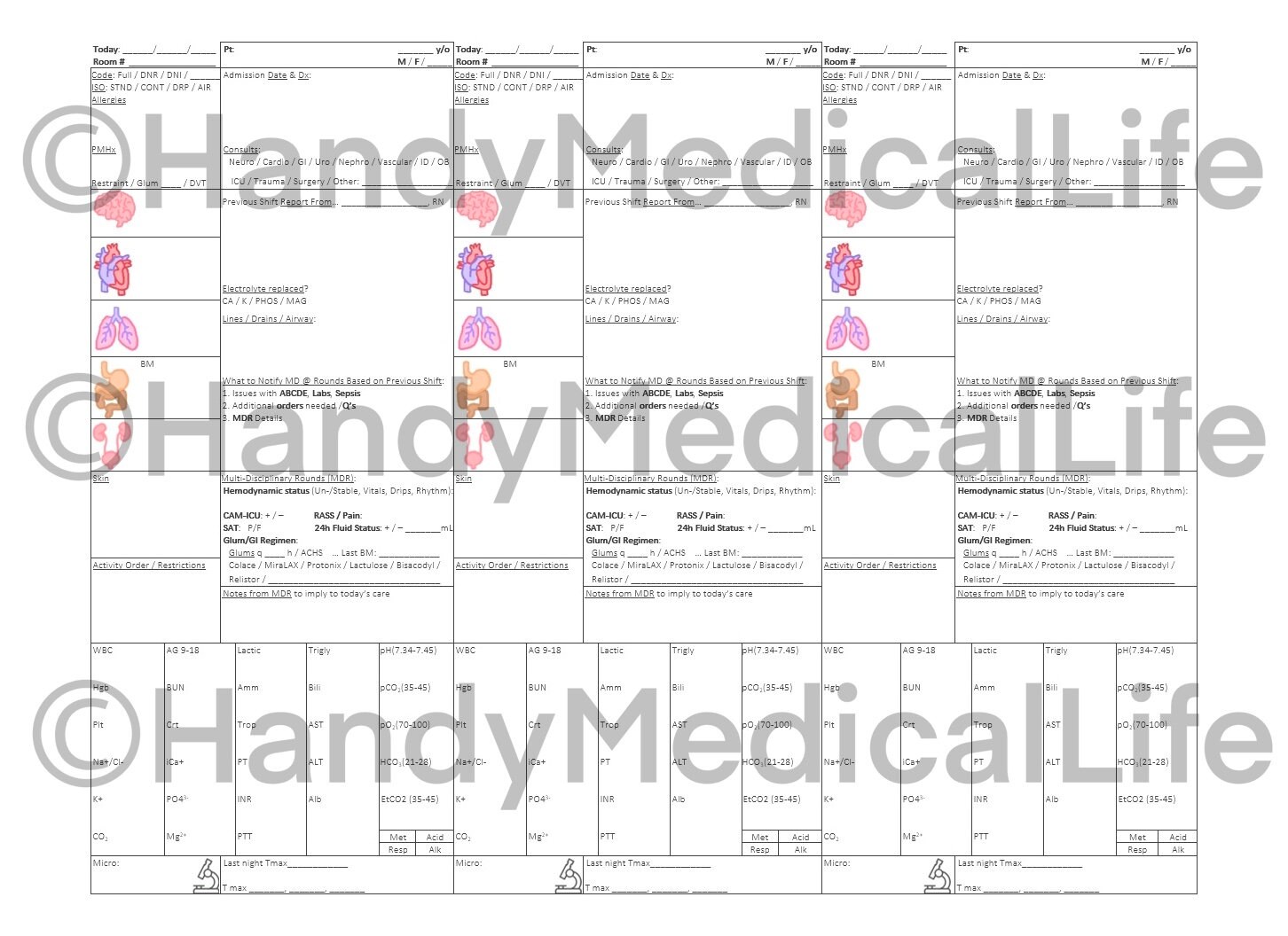 Nursing Report Sheet Three Patients Assessment Cheat Sheet - Etsy