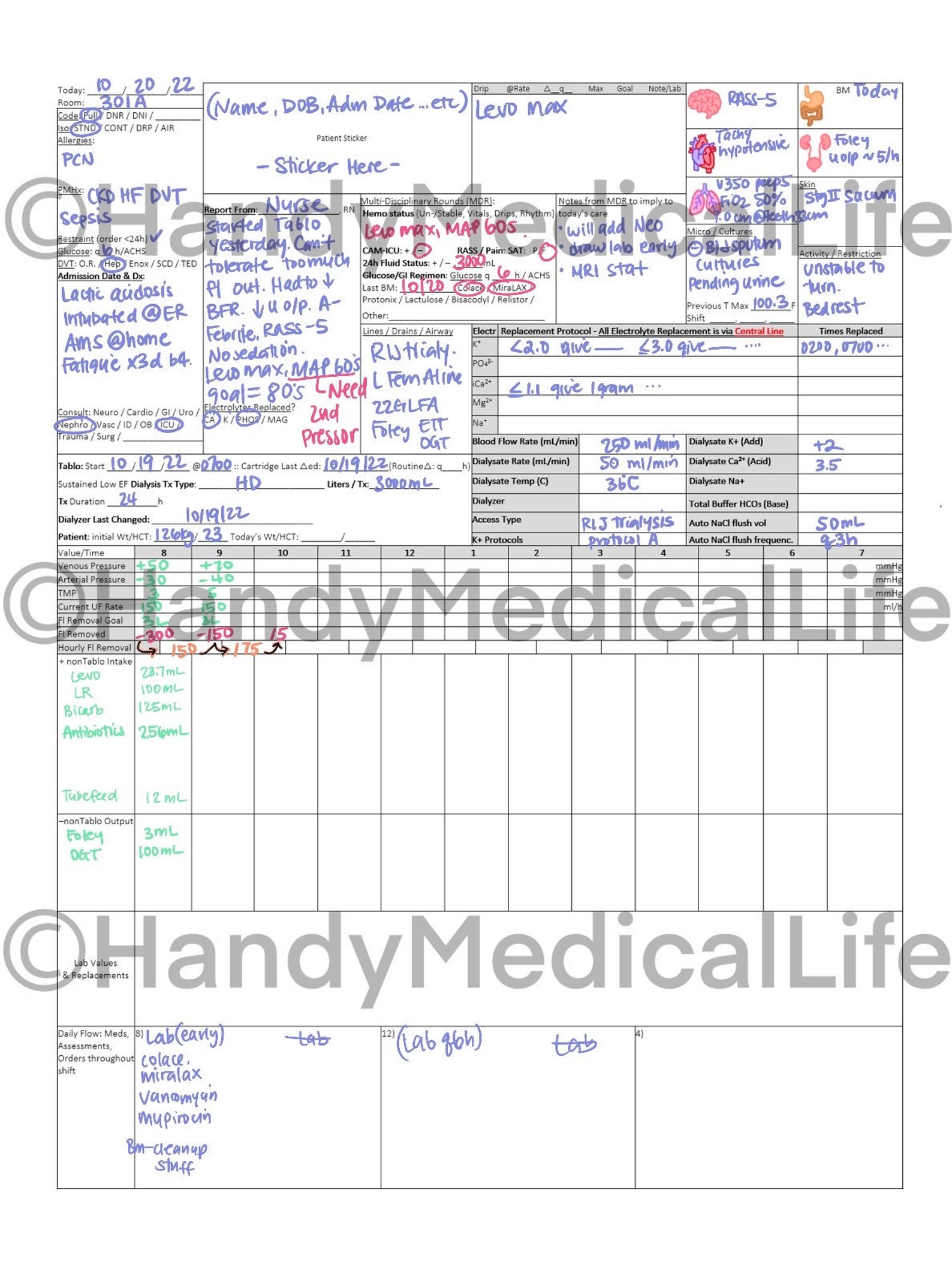 Nursing Report Sheet CRRT Tablo Assessment Cheat Sheet - Etsy México