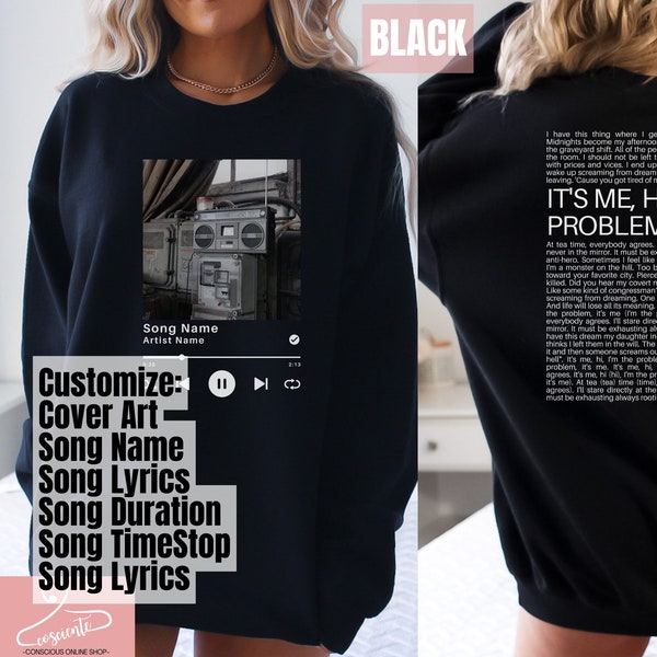 Individuelles Songtext Shirt Geschenk, individuelles Künstlername Sweatshirt, individuelles Songtext T-Shirt, Lieblingssong Musikliebhaber Geschenk Hoodie