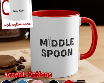 Middle Spoon Mug, Gift for Throuple Mug, Polyamory Gift, Accent Coffee Mug, 11oz