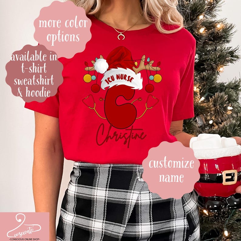 Custom ICU Nurse Crew Christmas Sweatshirt Name, Gift for Intensive