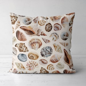 Beach House Pillow Case, Navy Marine Pillow Cover, Decorative Coastal Cushions, Coastal Throw Pillow, Seashell Home Decor, Nautical Decor
